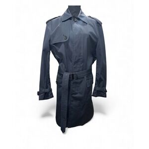 COACH  VINTAGE 2000s Outlet Classic Trench Coat w/ Belt Small Navy - FLAWED